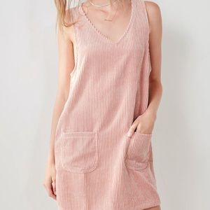 UO Bridget Corduroy Pinafore Pink Overall Dress